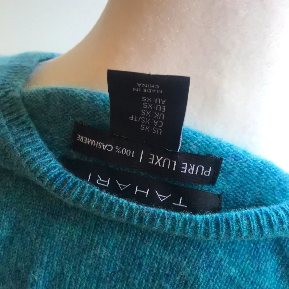 Tahari Cerulean Blue 100% Cashmere Sweater, XS - Picture 4 of 4